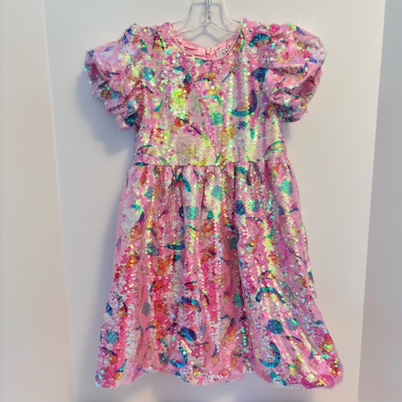 Lola + The Boys Girl's Unicorn Dream Sequin Dress Pink Size 8 New Without Tag - Picture 2 of 14
